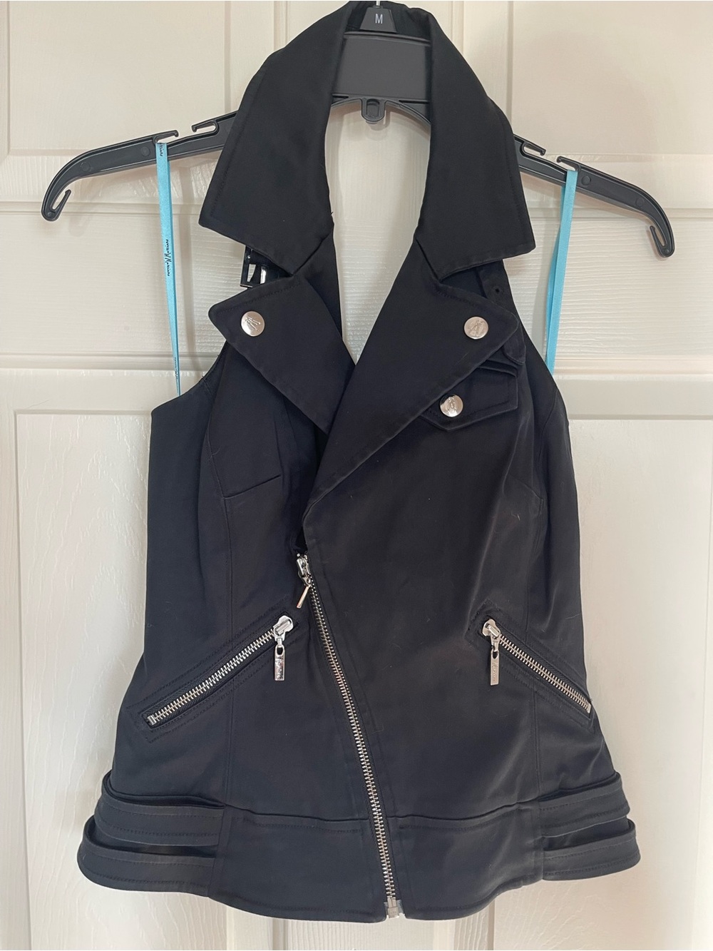 Marciano Black Sleeveless Moto Vest with Silver Hardware